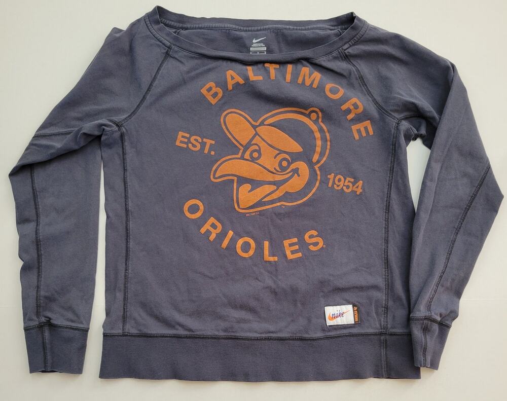 Nike Cooperstown Collection Baltimore Orioles Retro Crew Sweatshirt Women's Med